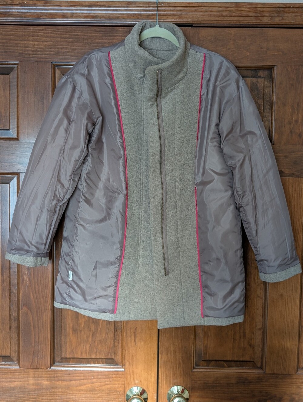 J.Crew Wool Blend City Coat Oatmeal Women’s Size 10 Funnel Neck Zip Jacket - Picture 10 of 16